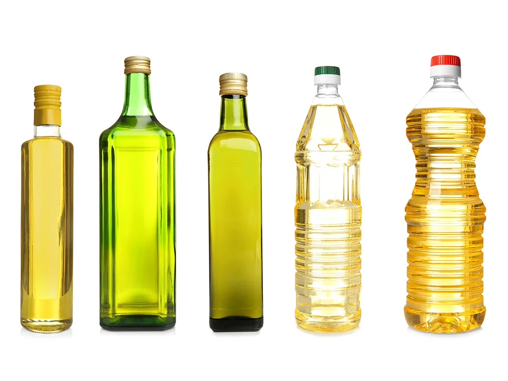 Cooking oil bottles in a kitchen